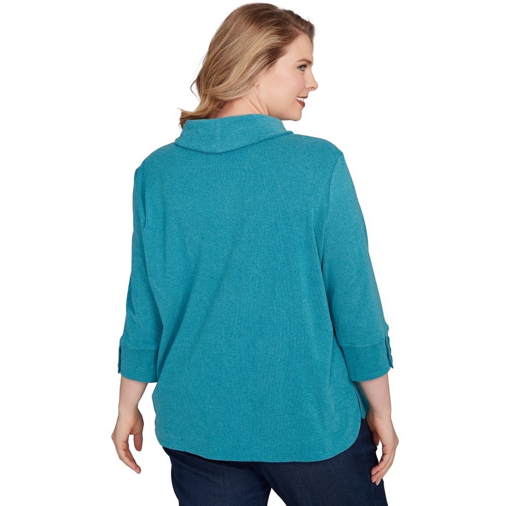 Ruby Rd. Teal Button-Front Blouse - Picture 3 of 3